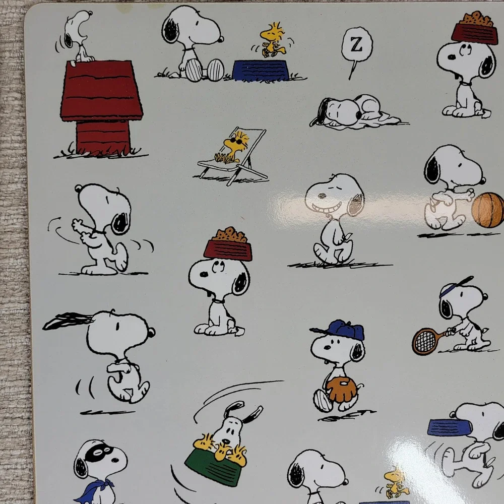 Pottery Barn Kids Peanuts Snoopy Woodstock Placemats 2018 Cork Back Set of 4